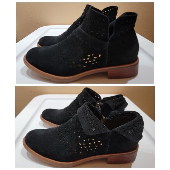 Söfft Brinkley Laser Cut Leather Bootie, BLACK SUEDE, Size 8.5M, NWT - Picture 3 of 16